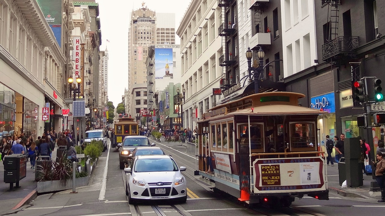 Marina District street and buildings in San Francisco
